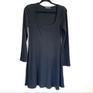 Nasty Gal black ribbed long sleeve mini dress 10